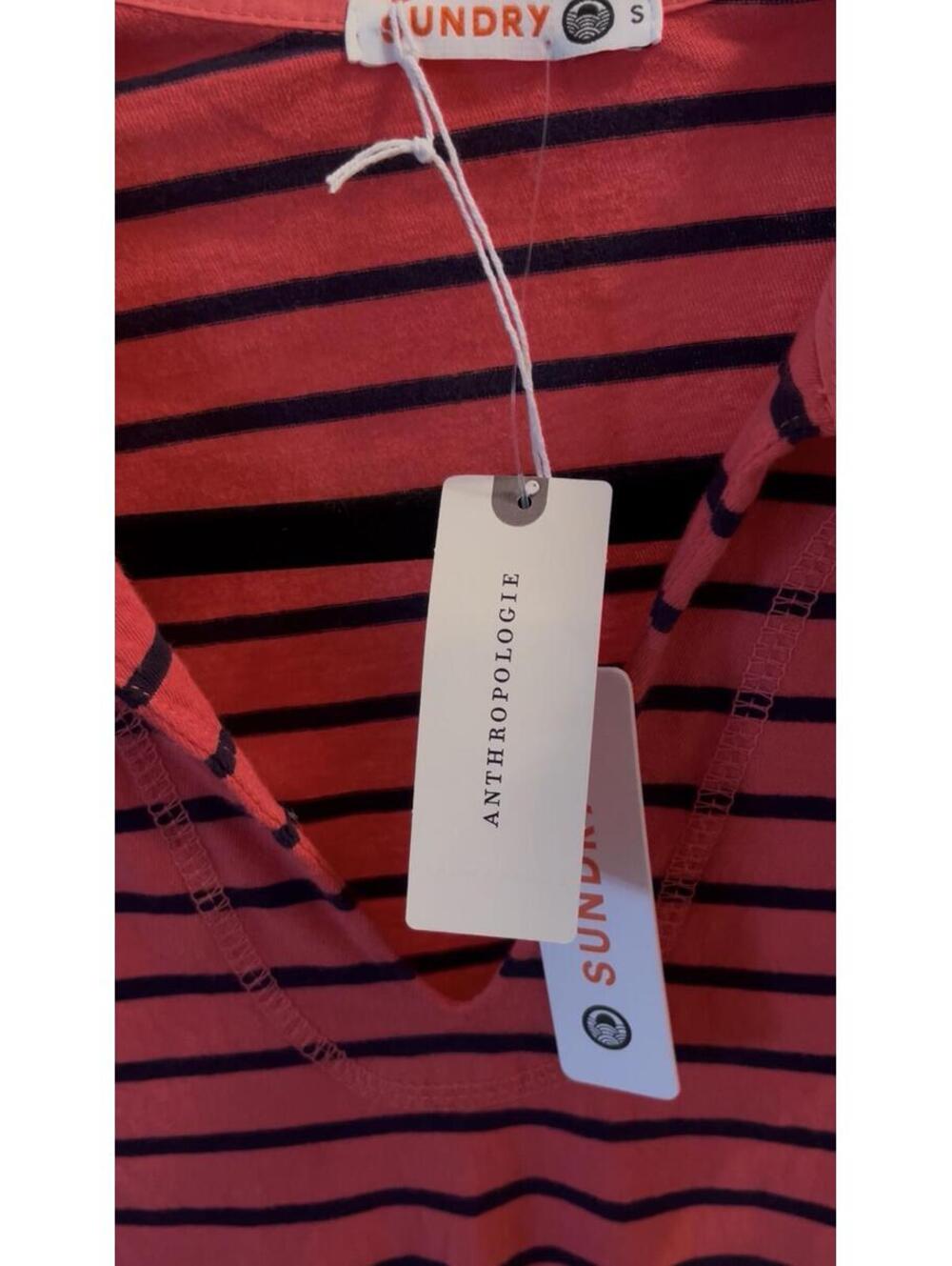 Anthropologie Sundry Neon Pink Stripe Bubble Hem Mini Dress - Picture 12 of 12